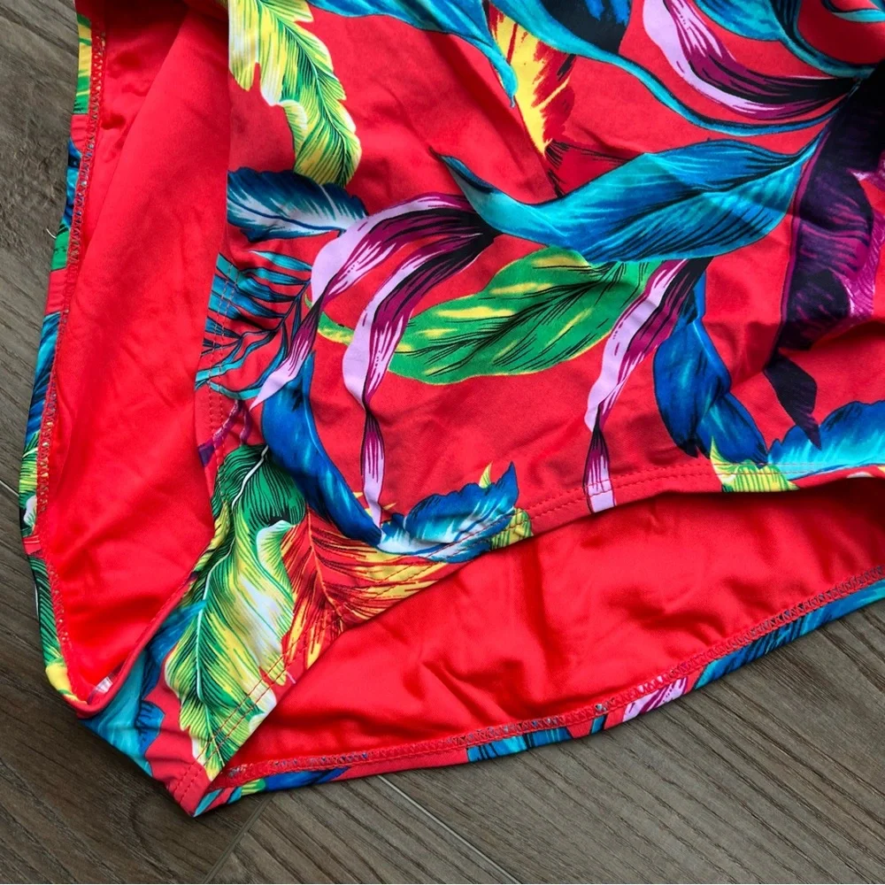 Caribbean Joe Women's Shirred One-Piece Swimsuit Floral Multicolor - Picture 4 of 7